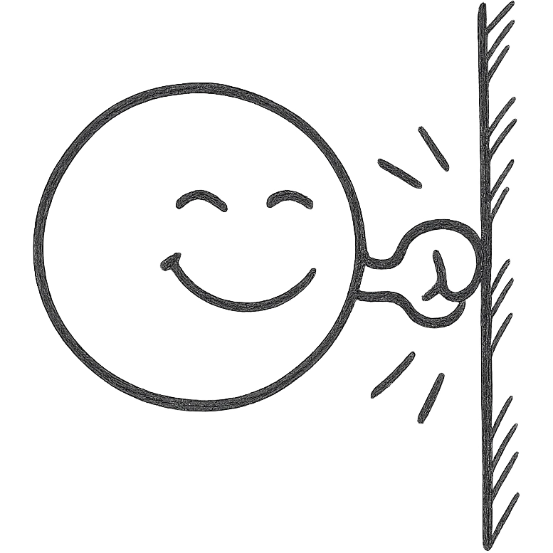 A smiley face hitting a wall emoji