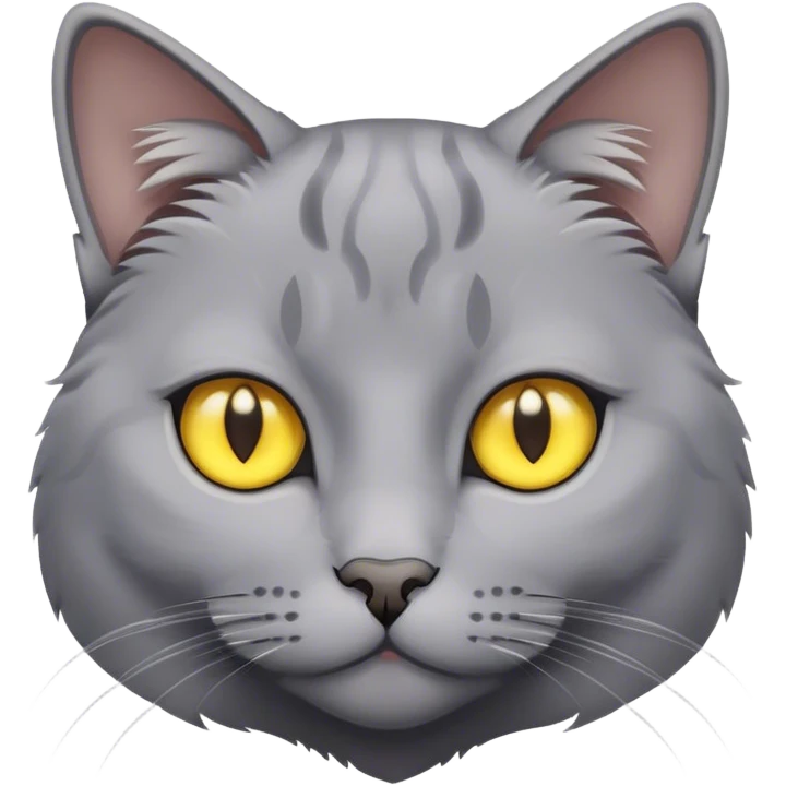 Grey cat with yellow eyes emoji