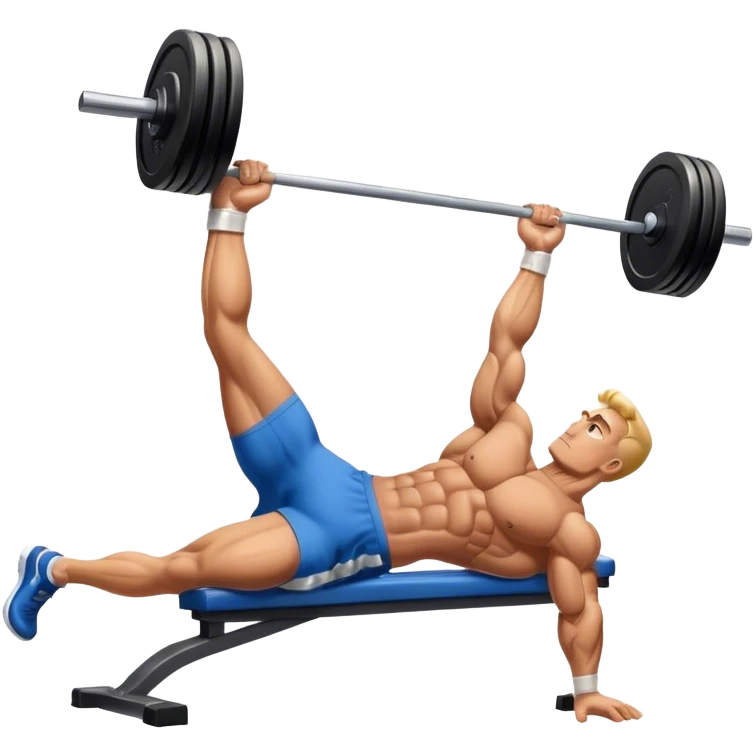 side-view bodybuilder lying down barbell glute-bridges emoji