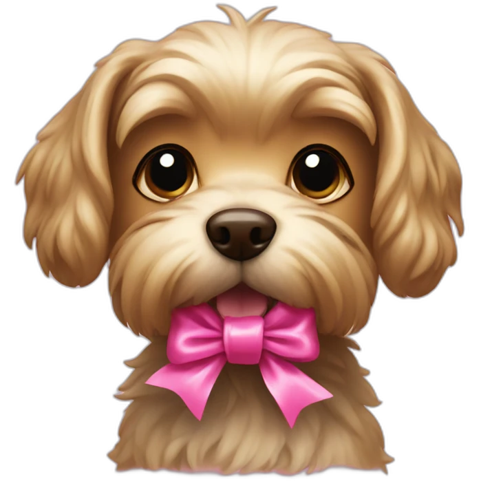 yorkshire dog with a pink ribbon emoji