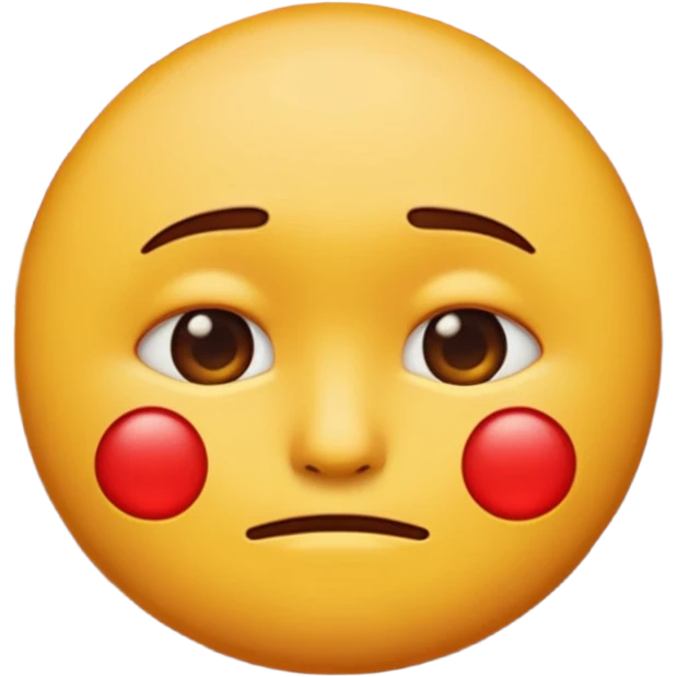 If you are familiar with the Melting Face Emoji, the round yellow face, with no define facial features, generate an emoji with that face but sad. Also, the face should be leaning against a red brick wall, with one cheek touching it, so this wall should be in perspective to understand the composition emoji