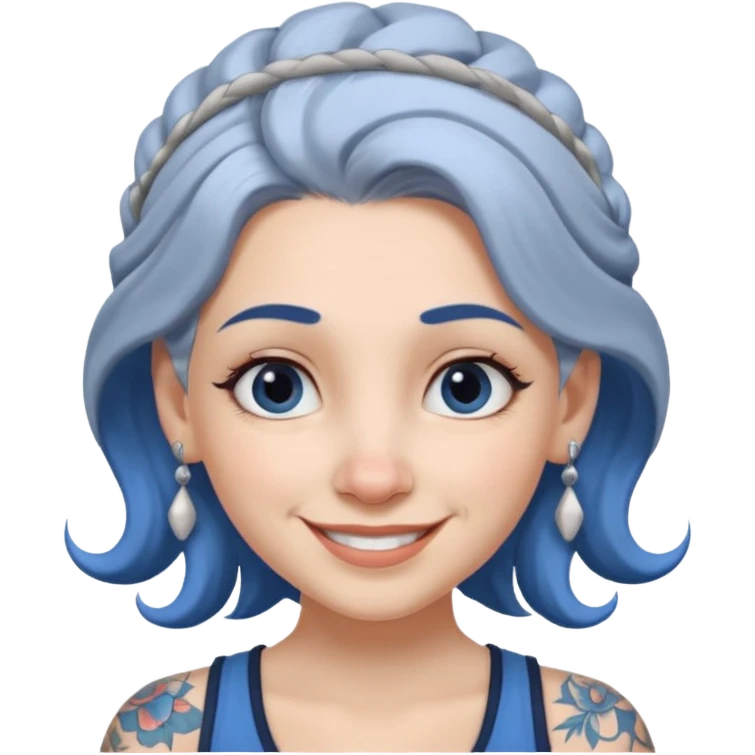 white-gray haired heavy blue tattooed head accessory big nose young girl emoji