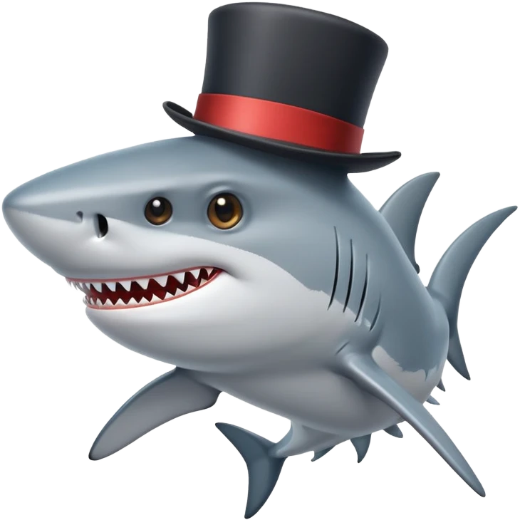 Shark with a top hat emoji