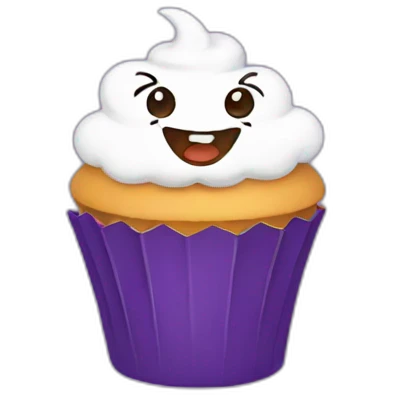 Happy cupcake with bats emoji