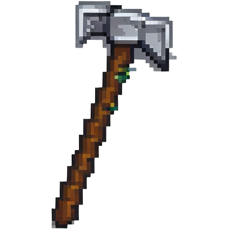 blocky minimal square pixel art Minecraft pickaxe, very simple shapes emoji