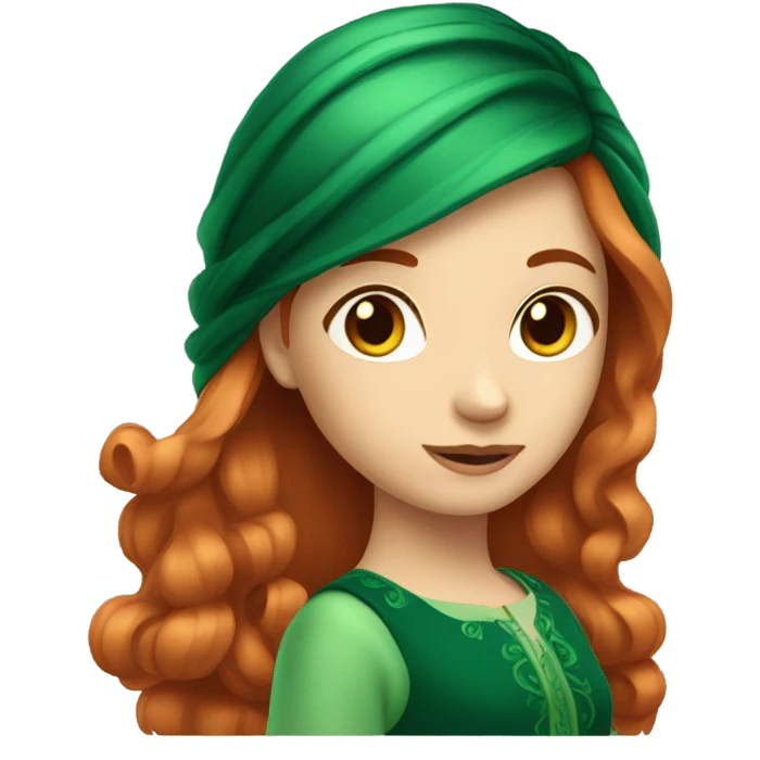 red head girl wearing a fancy green dress with long hair emoji