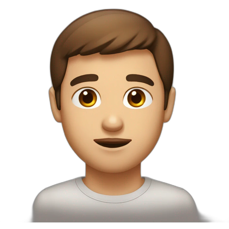 homme brun yeux marrons mangeant emoji