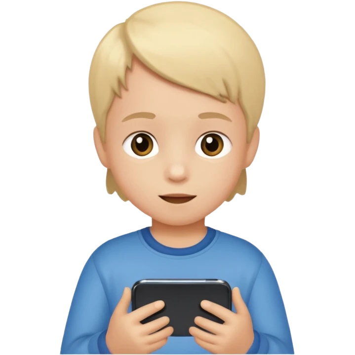 un niño de entre 3 - 10 años jugando con su celular emoji