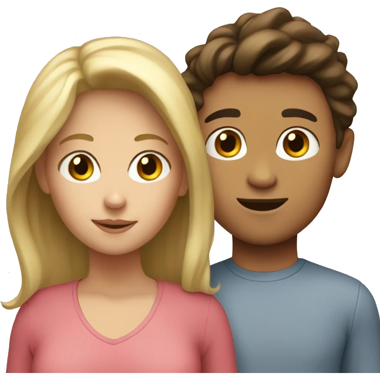 Brunette mom and blonde son emoji