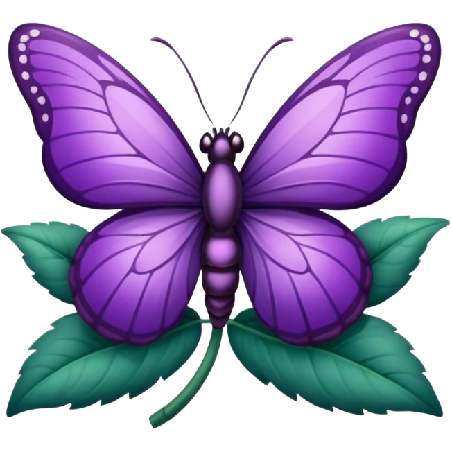 Mariposa color morado en una flor emoji