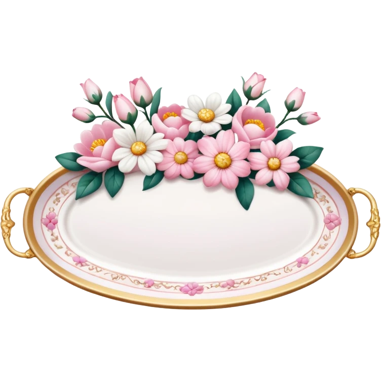 pink and white porcelain tray with flowers  emoji