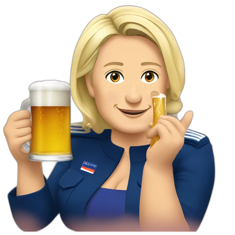 Marine le pen drinking beer emoji