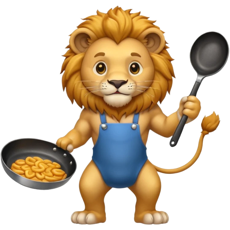 Lion holding frying pan emoji