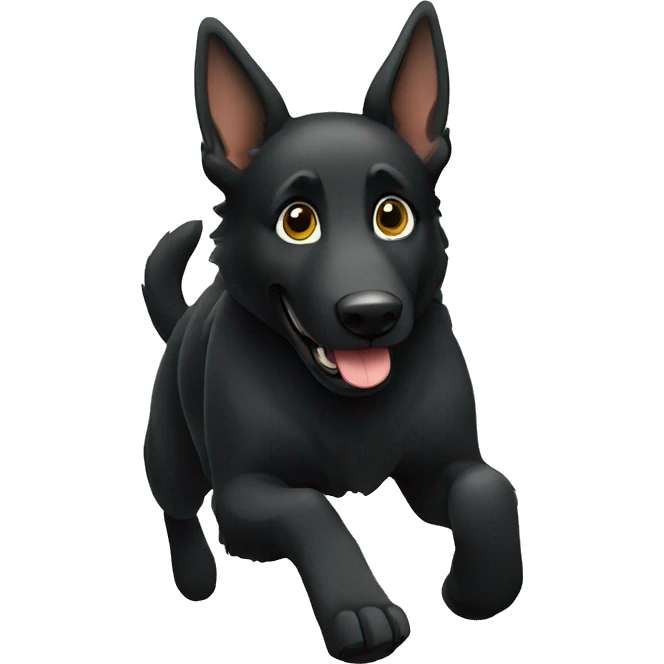 cartoon black german shepherd running emoji