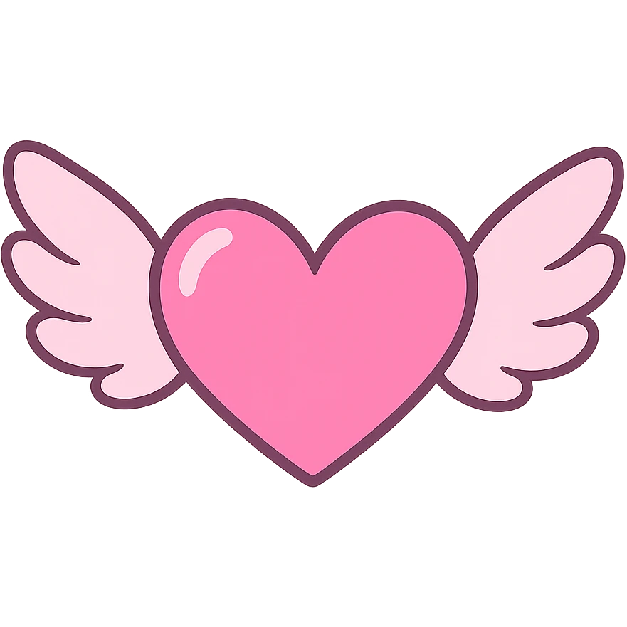 girly heart with wings,no background emoji
