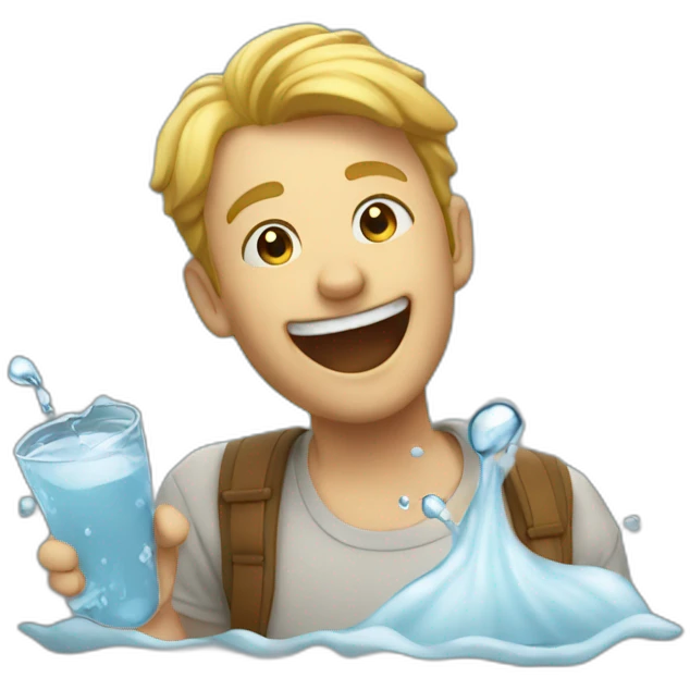 A guy spelling water out laughing emoji