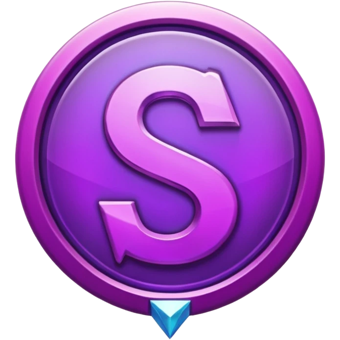 Create a custom emoji badge featuring a stylized, glossy letter “S”. Design it in the Master rank style from League of Legends. Use purple-magenta metallics, sharp edges, and a powerful elite aura.
 emoji