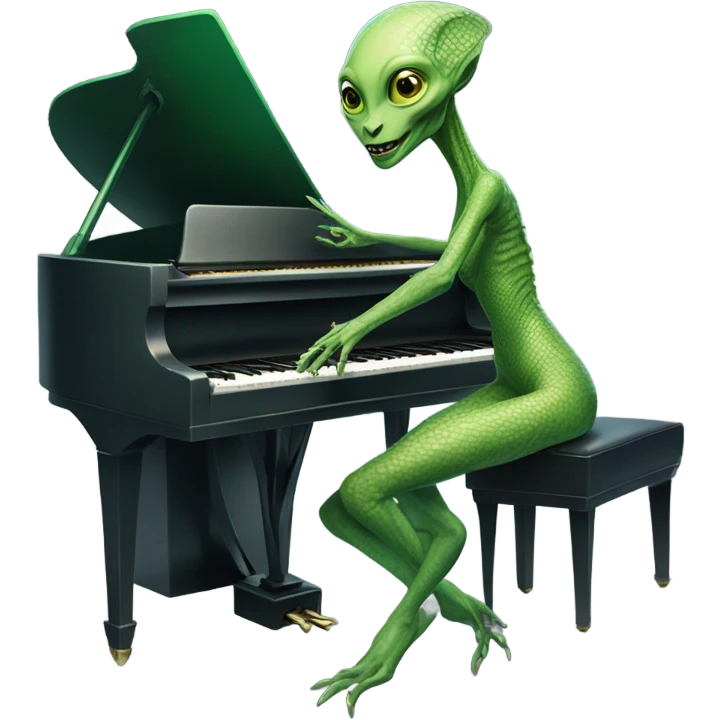 a Reptilian alien woman, play a piano emoji