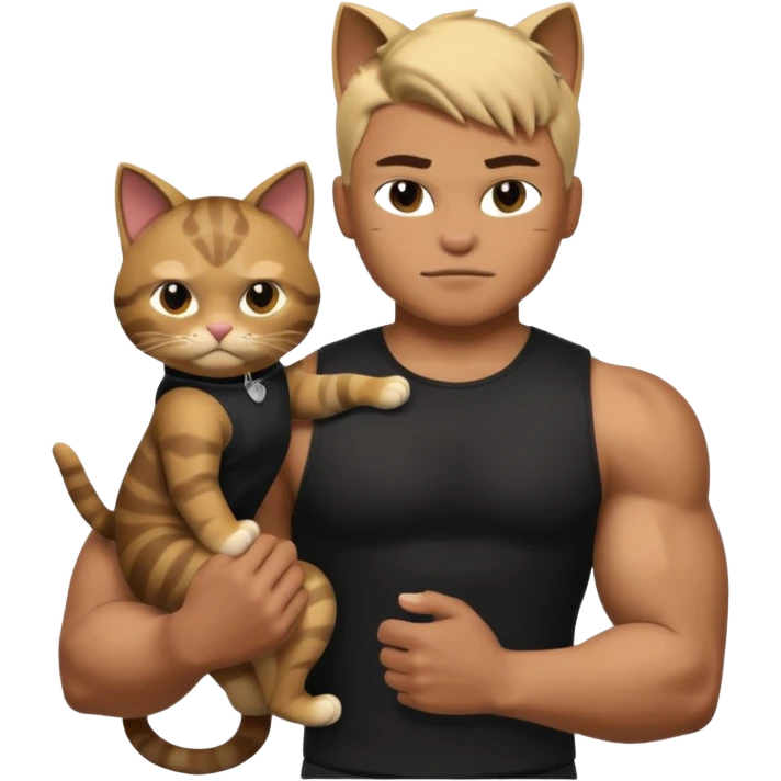 Roblox cat and human whit black musculos shirt emoji
