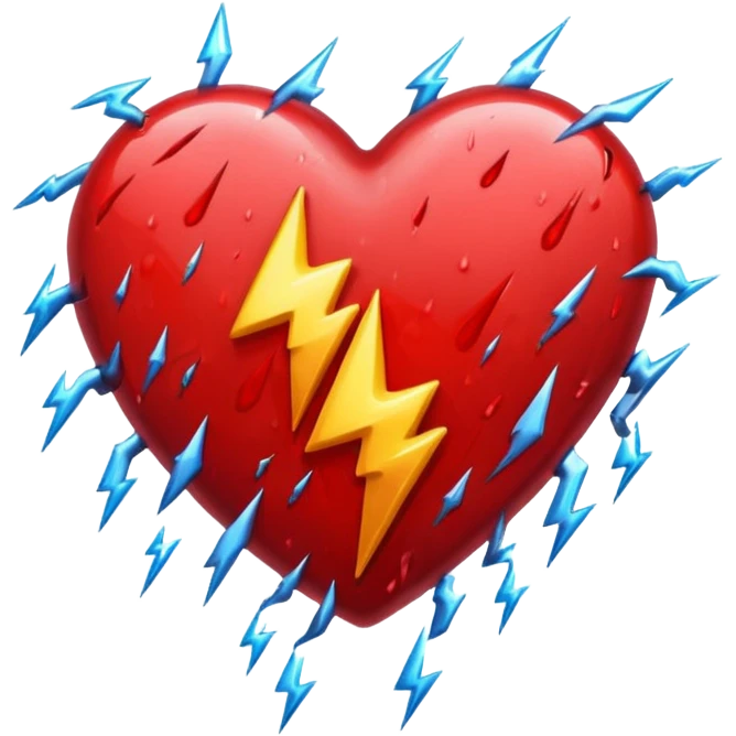heart with dark rain and lightning emoji