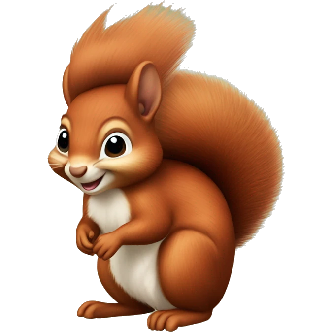 Cute red squirrel smiling with bushy tail and bushy ears no hair on head emoji