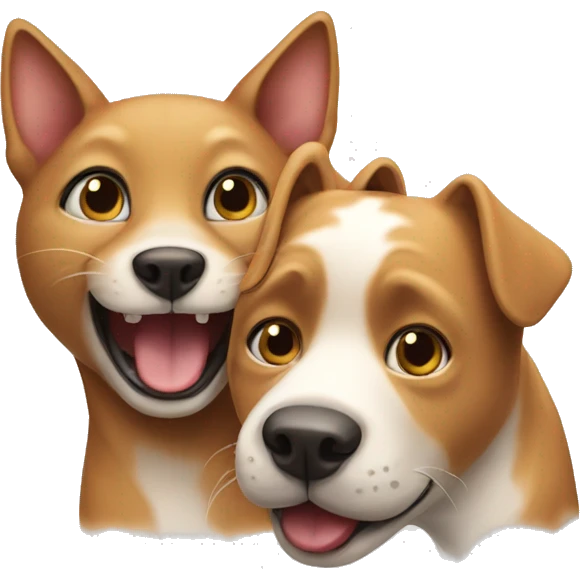 a cat and a dog having fun emoji