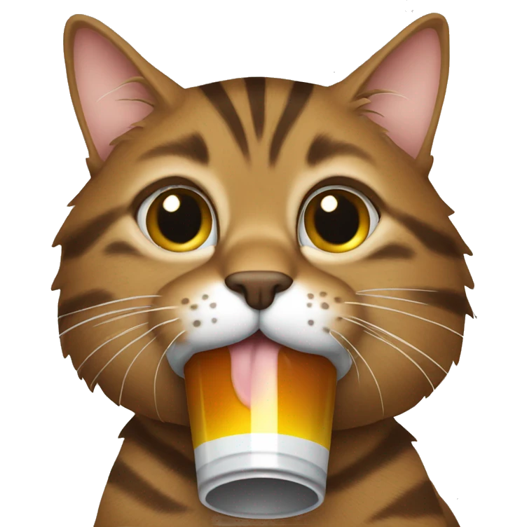 Brown tabby cat drinking beer emoji