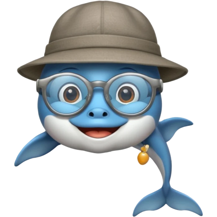 dolphin wearing glasses and a hat emoji