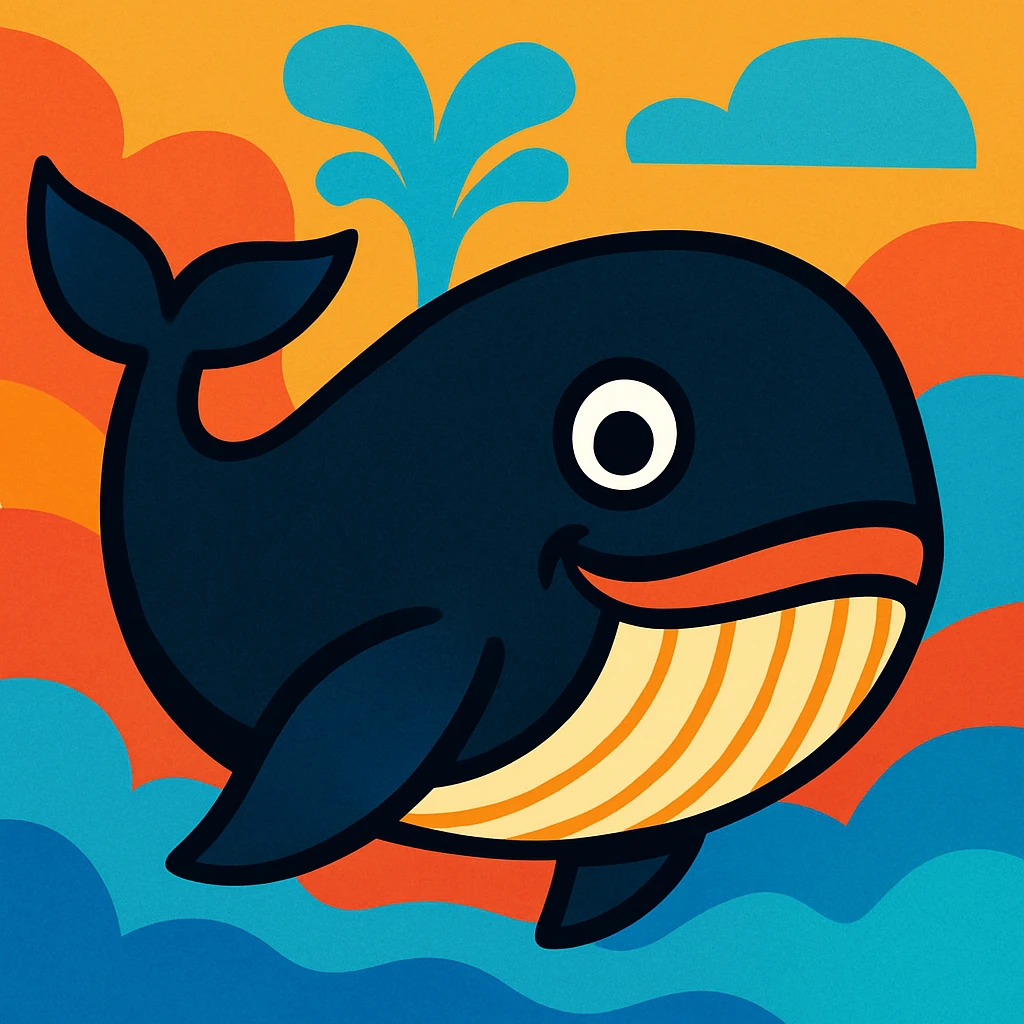 a black whale, vibrant toon style emoji