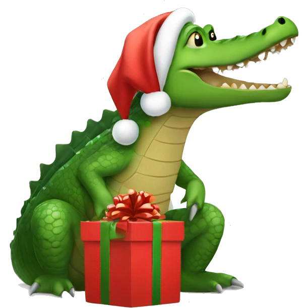 Crocodile opening a Christmas present  emoji