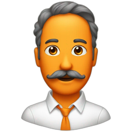Una naranja con piernas y bigote emoji