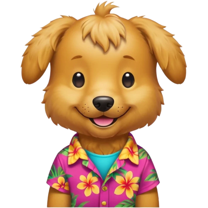 Goldern Dog – wearing colorful aloha shirt emoji