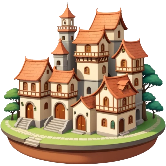 Ghibli-style little city and small home emoji