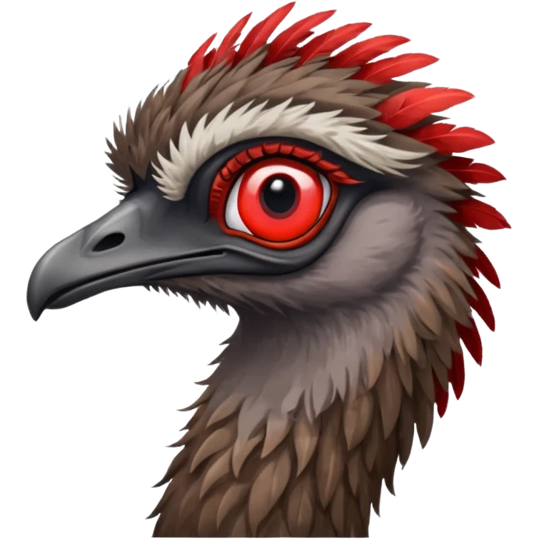 Emu head and neck with red eyes emoji