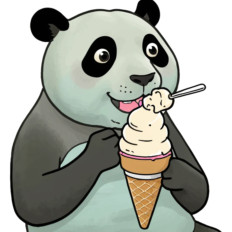 Panda eating ice cream emoji