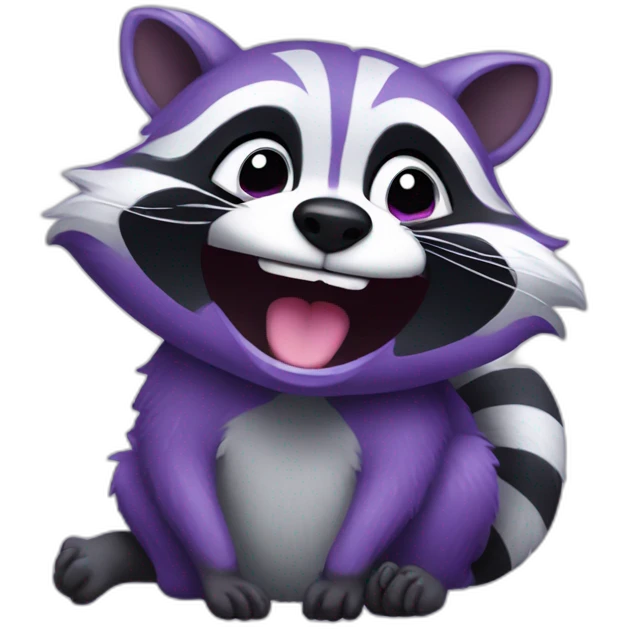 Cute violet raccoon is laughing emoji