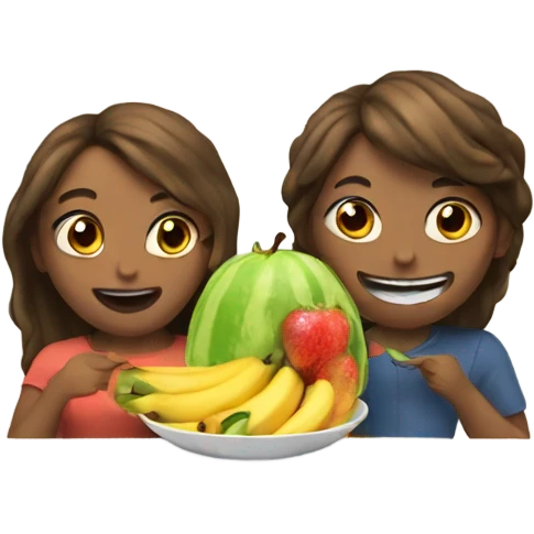 Two best friends eating fruit emoji