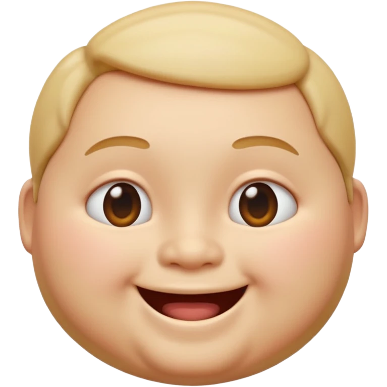 A 3D emoji in iOS emoji aesthetic style of a chubby person with round cheeks and a happy smile, soft and friendly expression, smooth glossy texture, minimal white background. emoji