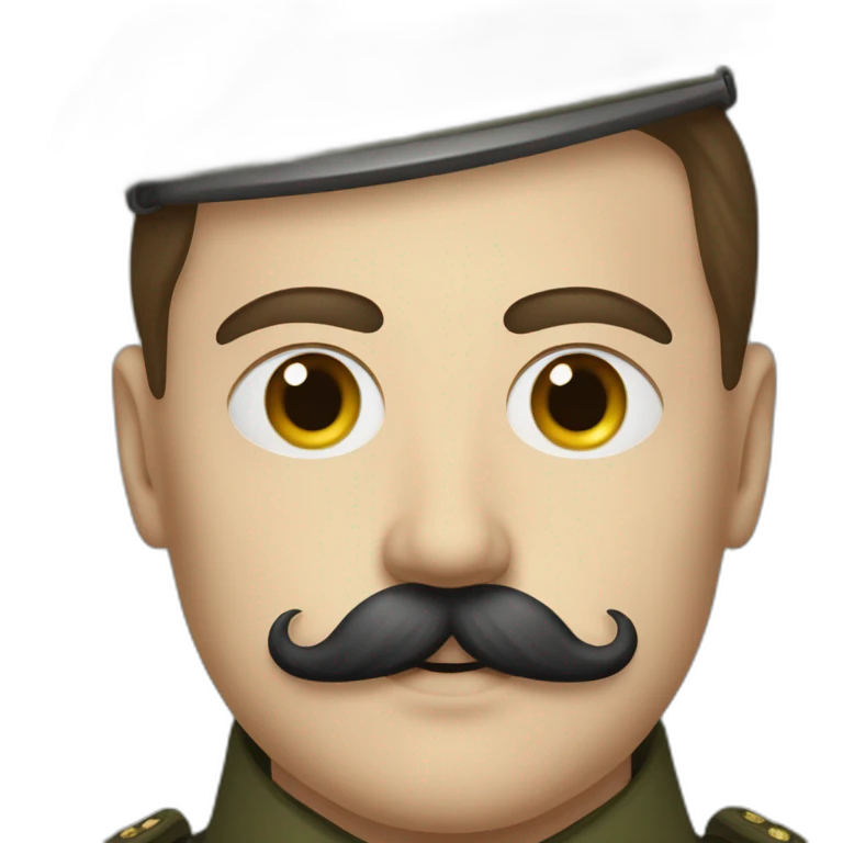 chaplin small squared mustache on german soldier emoji
