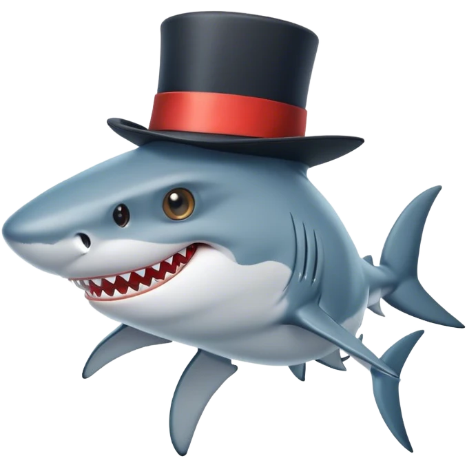 Shark with a top hat emoji