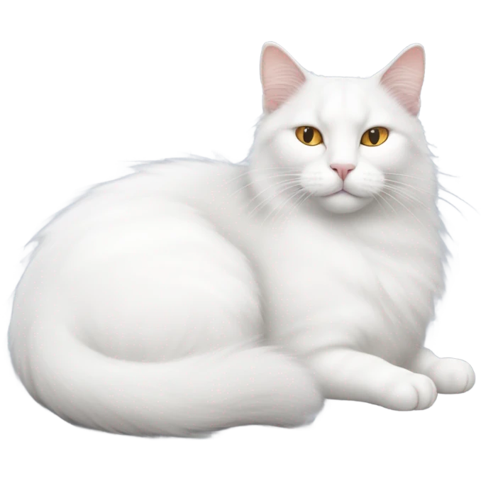 White Turkish van curled up sleeping emoji