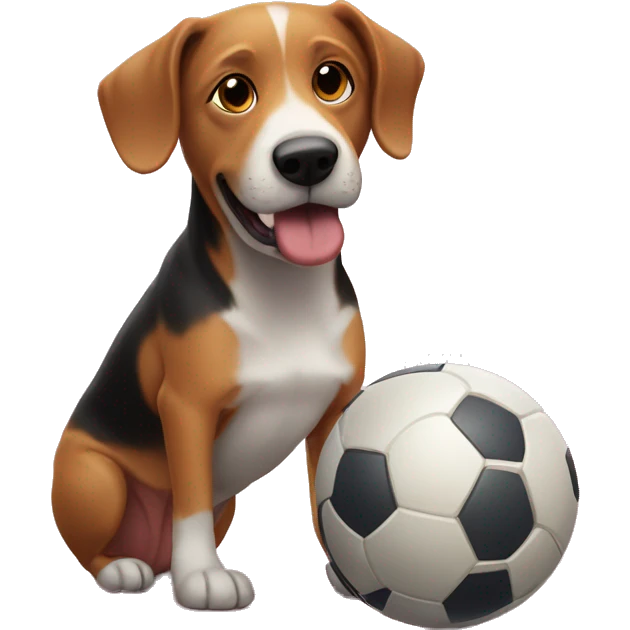 Un perro salchicha con una pelota emoji