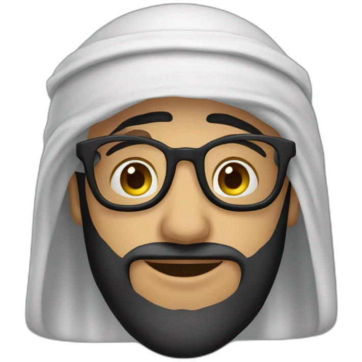 Musulman jeune arabe lunettes noir emoji