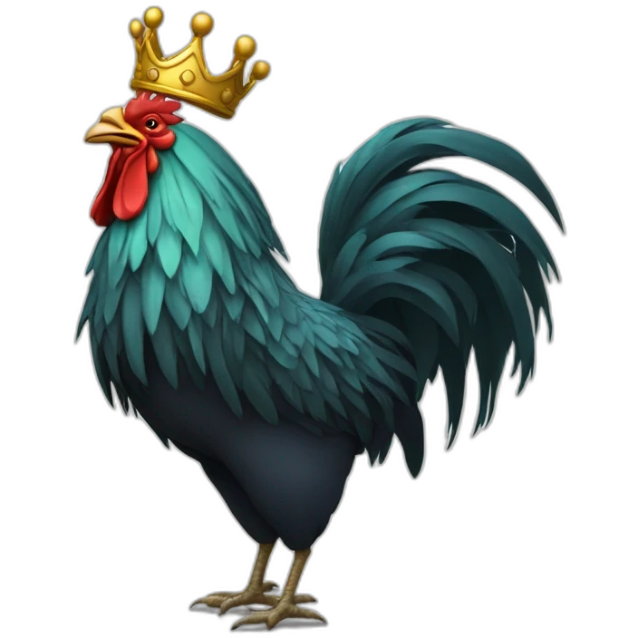 fighting and howling rooster with a crown on its head emoji