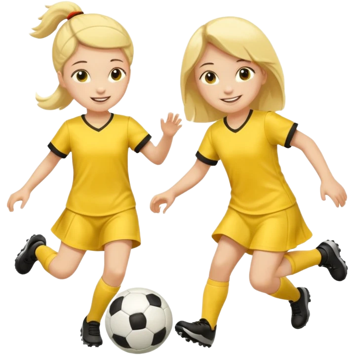 kids play soccer in yellow dress emoji