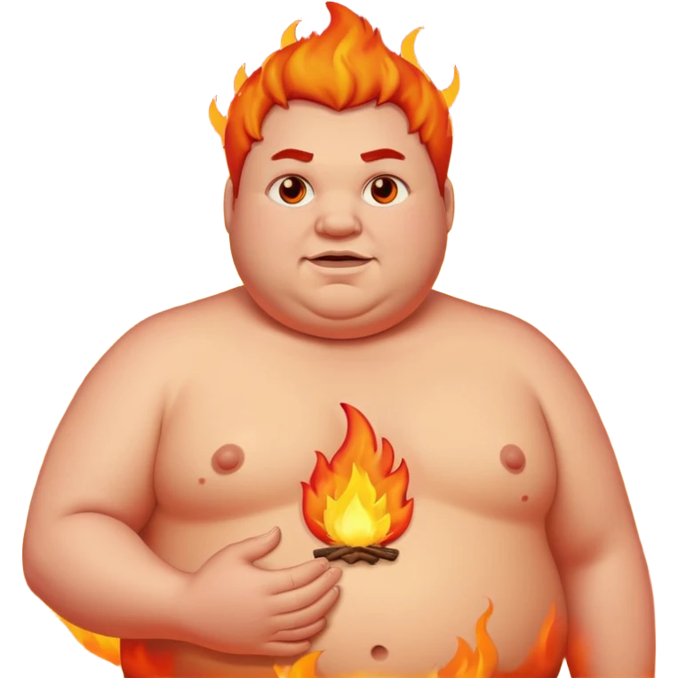 Nipple of a chubby man on fire emoji