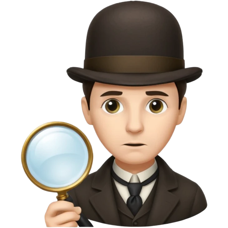 Sherlock Holmes in a bowler hat and with a magnifying glass emoji