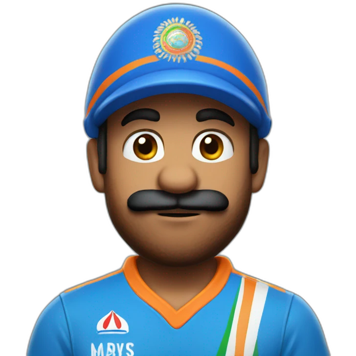 mario wearing blue indian cricket team jersey emoji