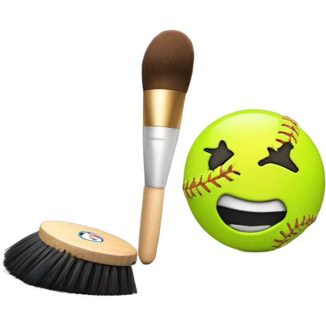 Softball with a makeup brush emoji
