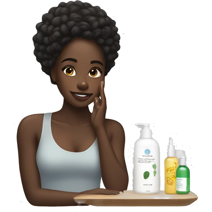 Black girl doing skin care emoji
